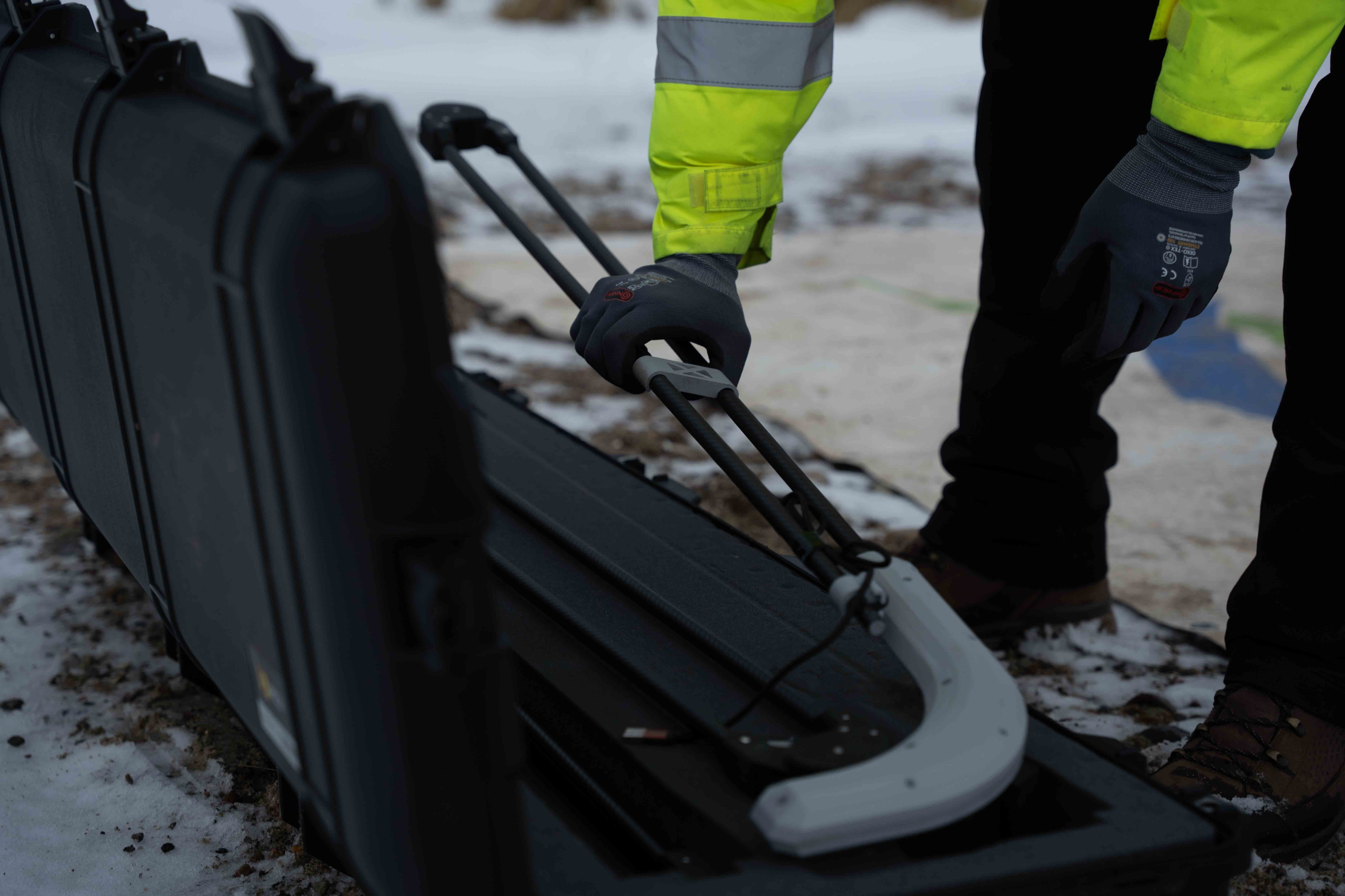 Drone transport and deployment case being prepared in the field